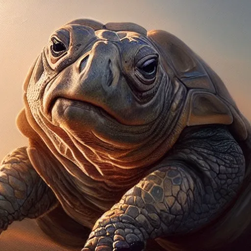 Prompt: amazingly beautiful portrait of a hyper realistic mitch mcconnell as a tortoise painted by greg rutkowski, artgerm, beautiful lighting, masterpiece, epic, 4 k