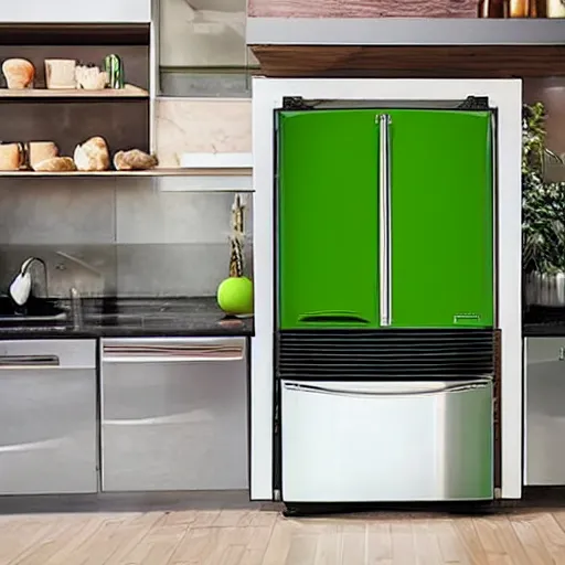 Image similar to green refrigerator floating