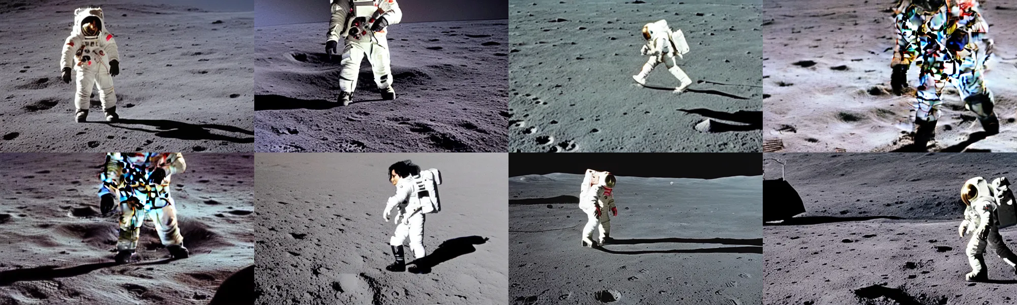 Prompt: Michael Jackson moonwalking on the moon without a space suit