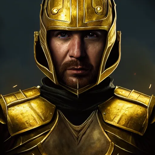 Image similar to unknown The Elder Scrolls VI character portrait, partially clothed in metal-plated battle armor, atmospheric lighting, painted, intricate, volumetric lighting, beautiful, golden hour, sharp focus, ultra detailed, by Leesha Hannigan, Ross Tran, Thierry Doizon, Kai Carpenter,Ignacio Fernández Ríos