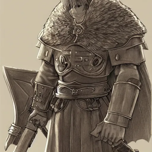 Image similar to heroic portrait of a holy crusader medieval beaver, final fantasy tactics character design, character art, pencil sketch, highly detailed, Akihiko Yoshida,