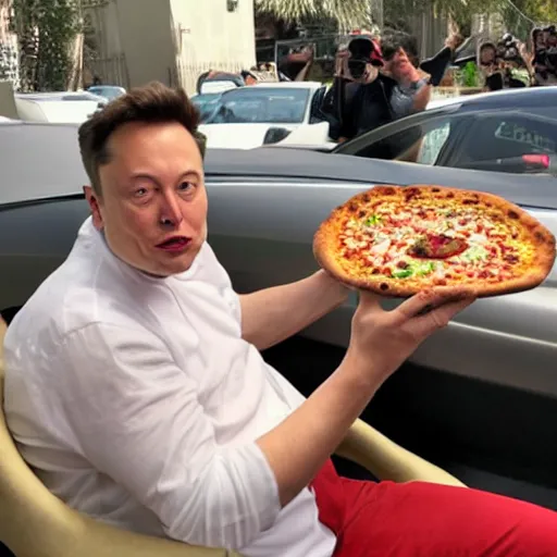 Image similar to elon musk eating pizza