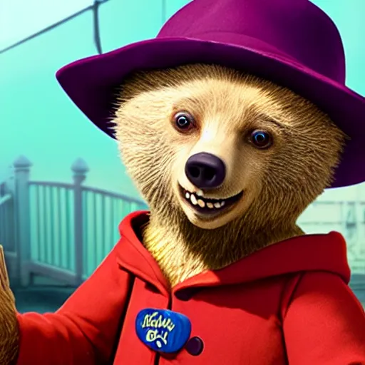 Image similar to paddington the bear but with rabies