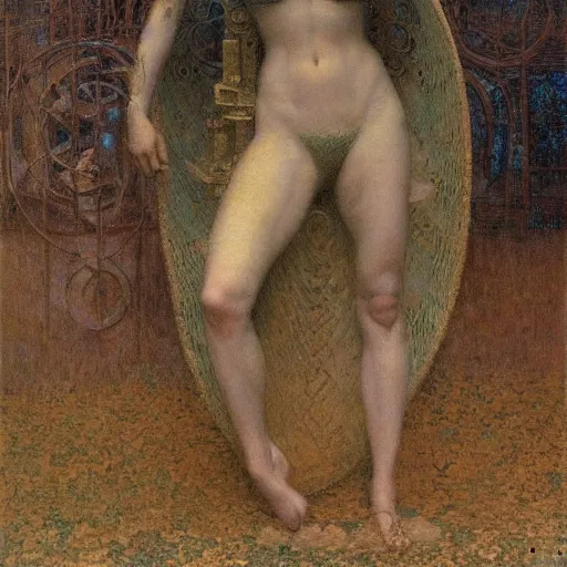 Prompt: an infinite maze of masked mystery and intrigue, in the style of edgard maxence, lucien levy - dhurmer, jean delville, oil on canvas