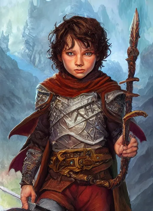 Image similar to young boy, ultra detailed fantasy, dndbeyond, bright, colourful, realistic, dnd character portrait, full body, pathfinder, pinterest, art by ralph horsley, dnd, rpg, lotr game design fanart by concept art, behance hd, artstation, deviantart, hdr render in unreal engine 5