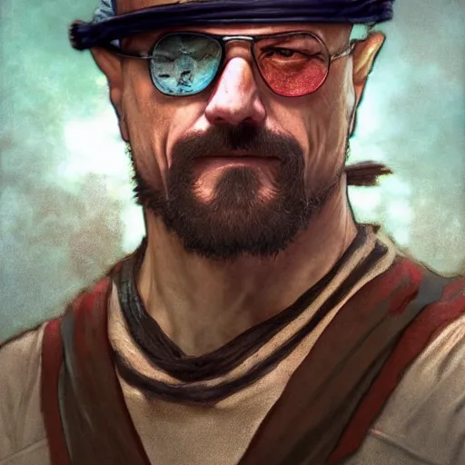 Image similar to Heisenberg as Kratos, highly detailed, digital painting, artstation, concept art, smooth, sharp focus, illustration, ArtStation, art by artgerm and greg rutkowski and alphonse mucha and J. C. Leyendecker and Edmund Blair Leighton and Katsuhiro Otomo and Geof Darrow and Phil hale and Ashley wood and Ilya repin and Charlie Bowater
