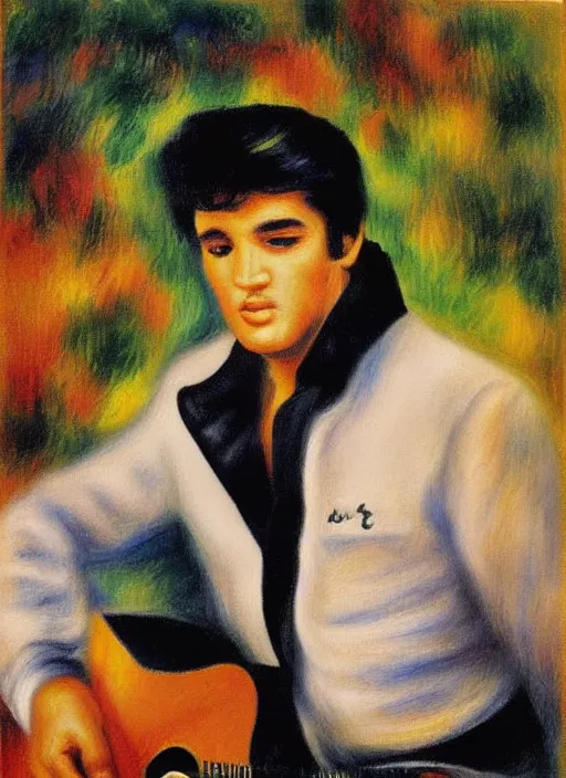 Image similar to oil painting of elvis presley by renoir