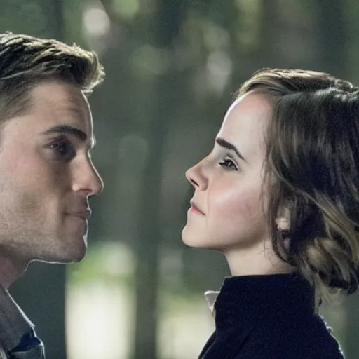 Image similar to still of emma watson kissing dean in supernatural