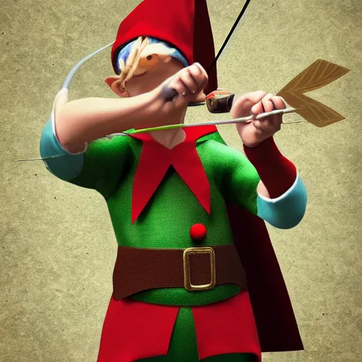 Prompt: photorealistic elf shooting an arrow