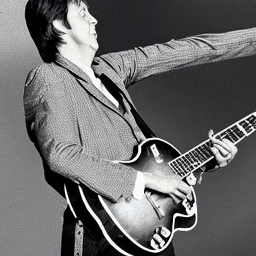 Prompt: Paul McCartney playing an insect beetle guitar, 8k, high definition, highly detailed, photo-realistic