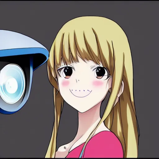 Image similar to cute anime girl caught on cctv camera, pretty face, beautiful face, photorealistic