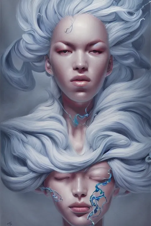 Image similar to hyper realistic painting of a storm by james jean trending on artstation. extremely detailed.