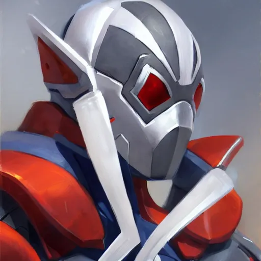 Image similar to greg manchess portrait painting of armored spiderman ultraman grey fox from metal gear cyborg gay japanese - american hybrid as overwatch character, medium shot, asymmetrical, profile picture, organic painting, sunny day, matte painting, bold shapes, hard edges, street art, trending on artstation, by huang guangjian and ail elvgren and sachin teng