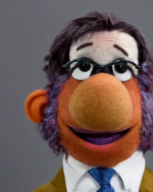 Image similar to david wallace as a muppet. highly detailed felt. hyper real photo. 4 k.