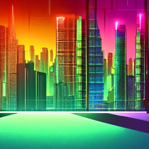 Image similar to cyberpunk dreamscape, tall buildings, neon lights, holographs, nighttime