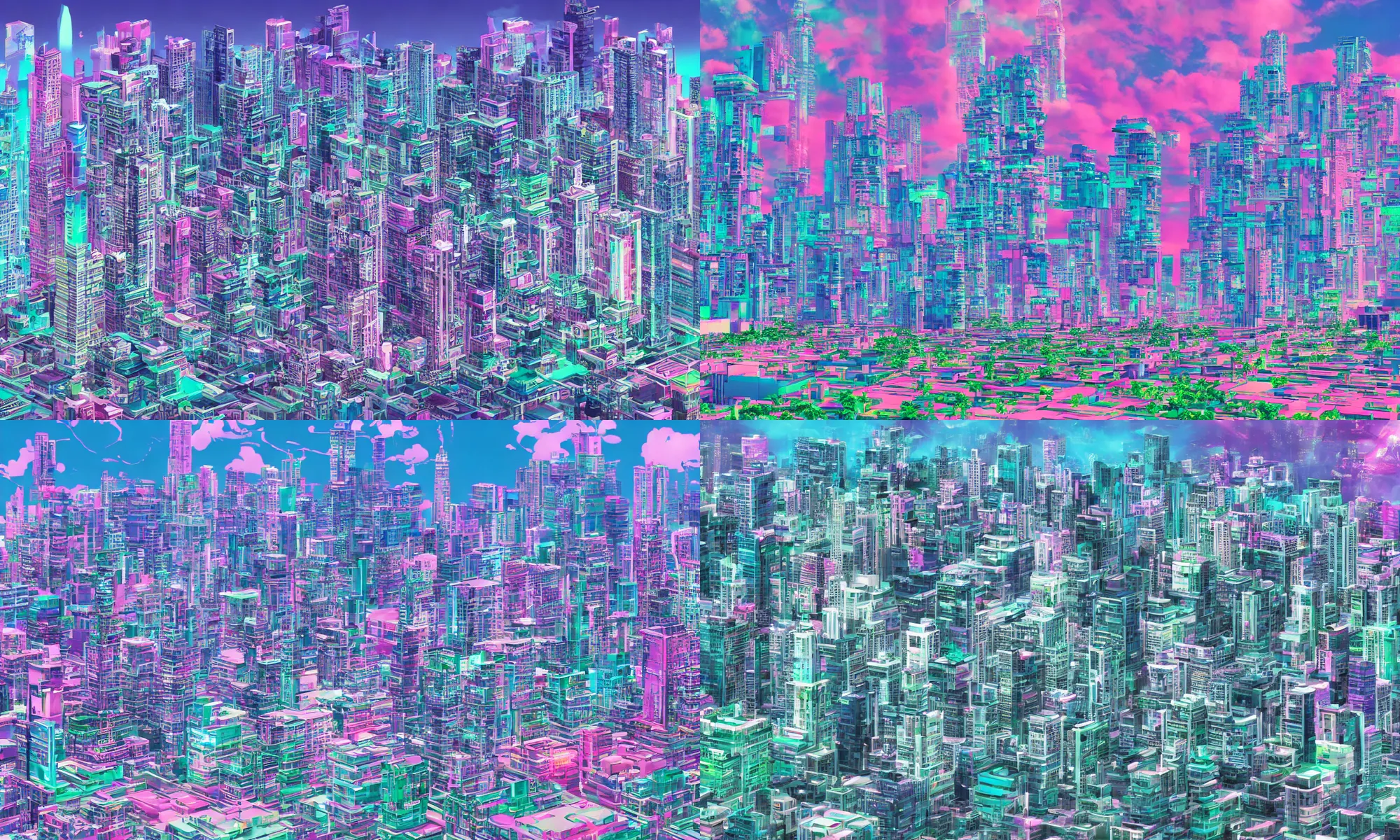 Prompt: vaporwave city