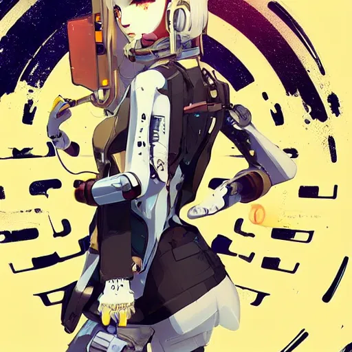 Image similar to Frequency indie album cover, luxury advertisement, white and yellow colors. highly detailed post-cyberpunk sci-fi close-up cyborg detective girl in asian city in style of cytus and deemo, mysterious vibes, by Ilya Kuvshinov, by Greg Tocchini, nier:automata, set in half-life 2, beautiful with eerie vibes, very inspirational, very stylish, with gradients, surrealistic, dystopia, postapocalyptic vibes, depth of filed, mist, rich cinematic atmosphere, perfect digital art, mystical journey in strange world, beautiful dramatic dark moody tones and studio lighting, shadows, bastion game, arthouse