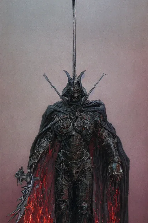 Prompt: Distorted god knight in robe with a giant reaper scythe, dark fantasy, intricate, highly detailed, smooth, artstation, painted by Wayne Barlowe, zdislav beksinski, Francis Bacon