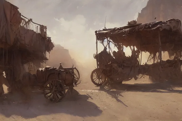 Image similar to oil painting of a silt strider transport in dusty wild west street, art by anders zorn, wonderful masterpiece by greg rutkowski, beautiful cinematic light, american romanticism by greg manchess, jessica rossier