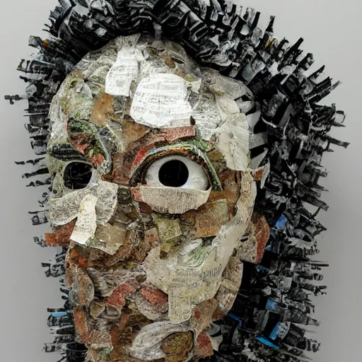 Image similar to consciousness emerging in a large language model artificial intelligence. papier - mache
