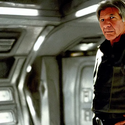 Image similar to A still of Harrison Ford as Commander Adama in Battlestar Galactica (2003)