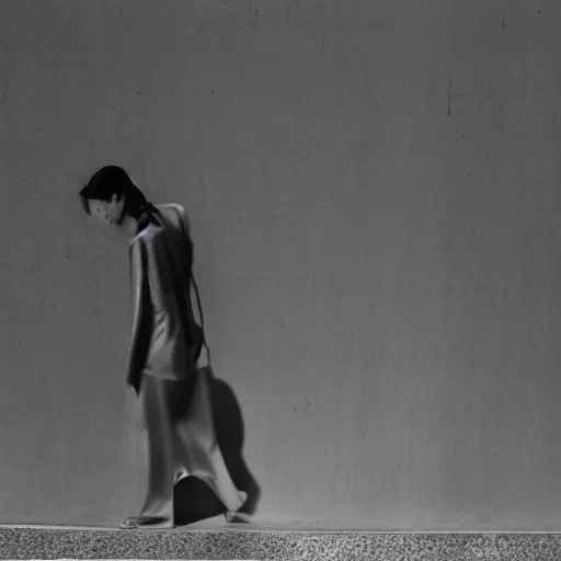 Image similar to an approaching shadow, photorealistic, brutalist, natural light, black and white by fan ho, hong kong 1 9 5 4