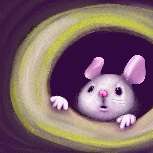 Image similar to little fat mouse living in a hole watching tv, digital art