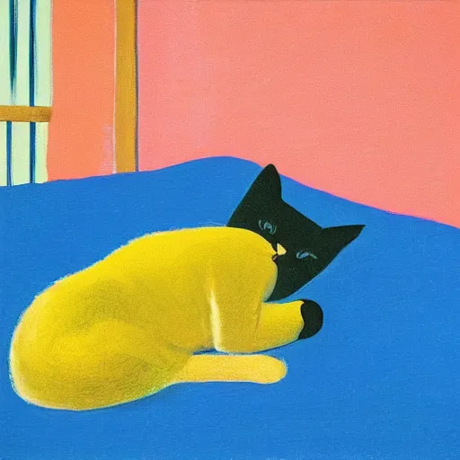 Image similar to sleeping cat by david hockney