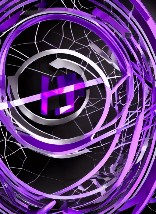 Image similar to a purple and black logo with the words readful things, a 3 d render by dan content, deviantart contest winner, video art, toonami, logo, imax