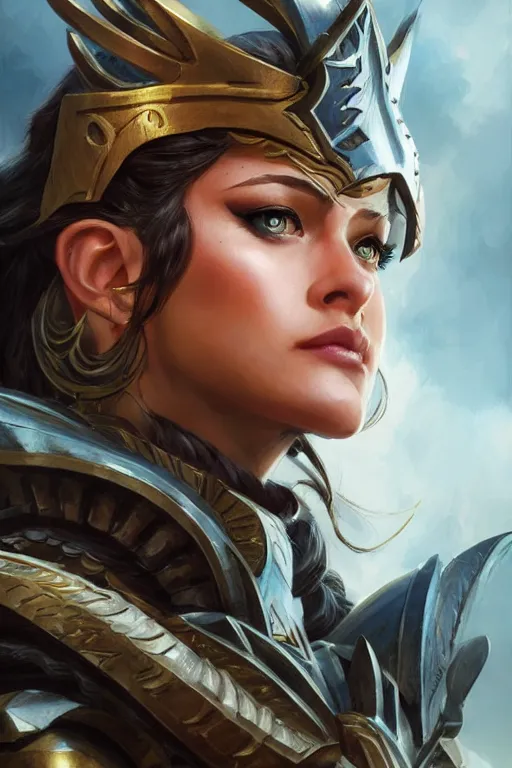 Image similar to amazon valkyrie athena, d & d, fantasy, portrait, highly detailed, headshot, digital painting, trending on artstation, concept art, sharp focus, illustration, art by artgerm and greg rutkowski and magali villeneuve