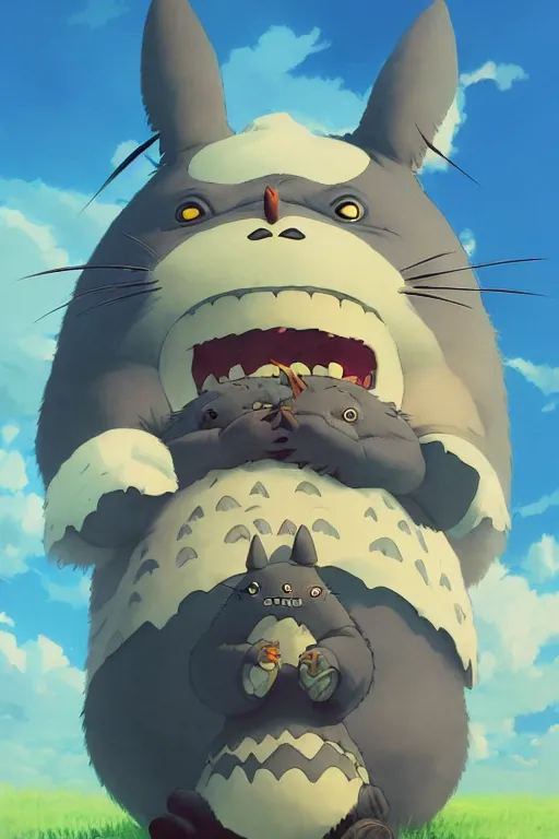 Image similar to Evil Totoro portrait, by Jesper Ejsing, RHADS, Makoto Shinkai and Lois van baarle, ilya kuvshinov, rossdraws global illumination