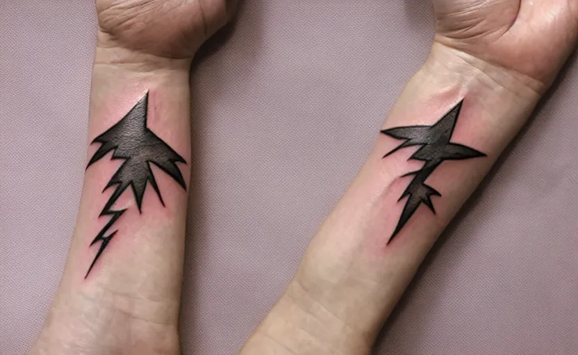 Prompt: handpoke tattoo of lightning