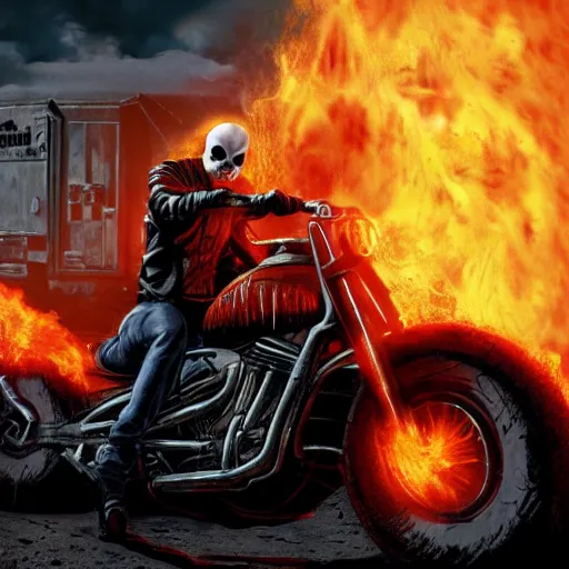 Image similar to Ghost rider In The Walking Dead 4K quality photorealism