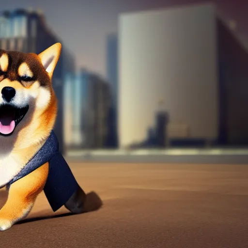 Prompt: A Shiba Inu dog dressed as a business man, realistic, 4k