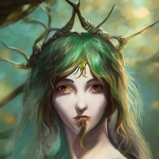 Prompt: A professionaly painted portrait of an archfey, 4k, in the style of Berserk, trending on artstation, tasteful, bokeh, hyperrealistic, highly detailed, good proportions