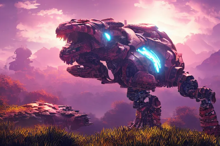 Image similar to shellsnapper machine mecanical creature robot of horizon forbidden west horizon zero dawn bioluminiscence global illumination ray tracing hdr fanart arstation by ian pesty and alena aenami artworks in 4 k