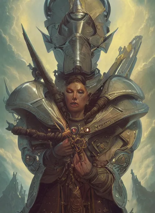 Prompt: hyper realistic photography portrait of medieval religious occult space paladin amazon cinematic, brom, moebius, peter mohrbacher, james gurney, greg rutkowski comic cover