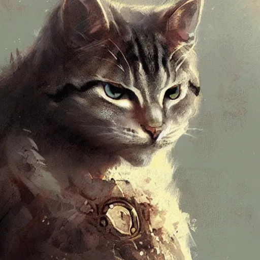 Prompt: Viking cat. Digital art by Greg Rutkowski