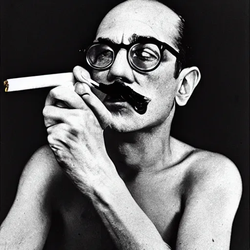 Prompt: mario smoking a cigarette by le corbusier