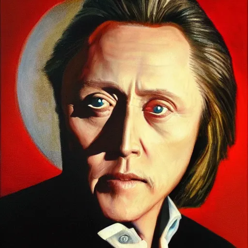 Image similar to Christopher Walken painted like a Saint with halo