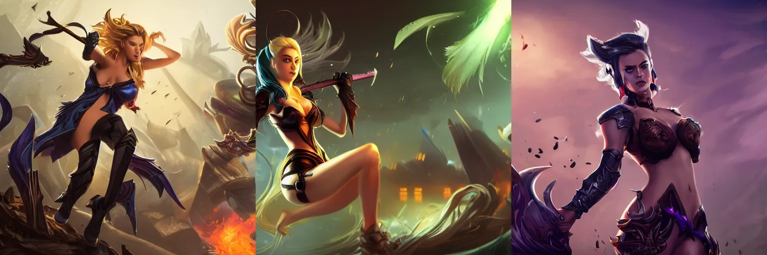 Prompt: Splash art of Amber Heard from league of legends by Alex Flores, Chengwei Pan, Bo Chen, Jennifer Wuestling, 4K, UHD, High quality, Trending on Artstation HQ; Foreground : Amber Heard alone ; Background : nothing