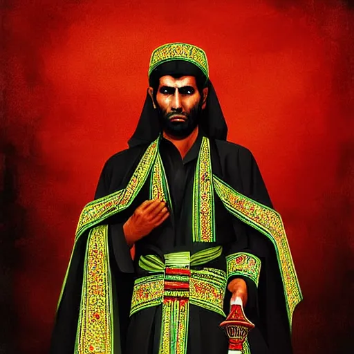 Prompt: every day is ashura, every place is karbala, painting by emanuele dascanio and robin eley