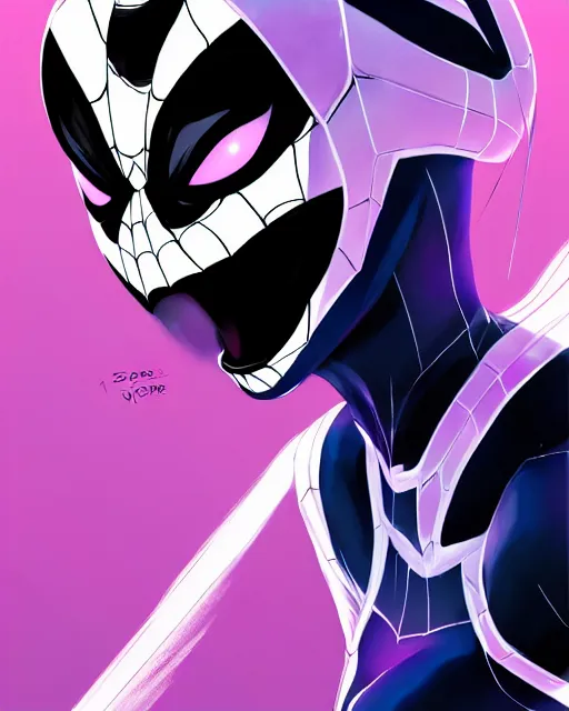 Image similar to portrait of Emma Stone as Spider-Gwen venom, art by lois van baarle and loish and ross tran and rossdraws and sam yang and samdoesarts and artgerm, middle shot, digital art, highly detailed, intricate, sharp focus, Trending on Artstation HQ, deviantart, unreal engine 5, 4K UHD image