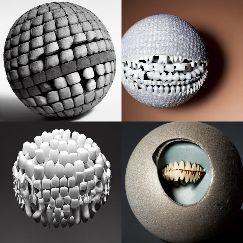 Prompt: a sphere made of teeth, studio photograph, high quality