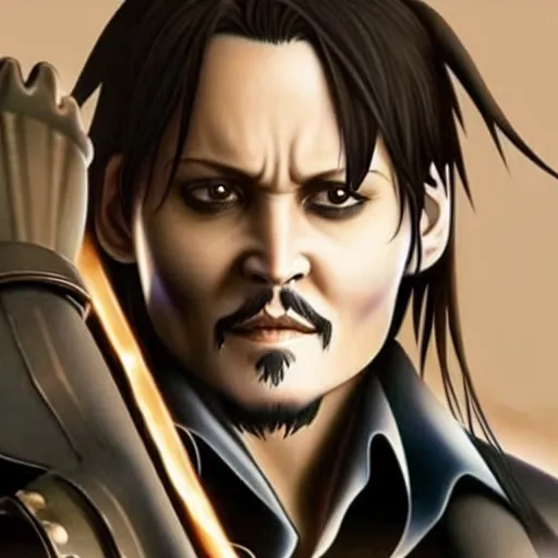 Prompt: johnny depp as kirito