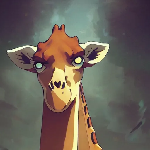 Image similar to a strong giraffe at the gym, illustration concept art anime key visual trending pixiv fanbox by wlop and greg rutkowski and makoto shinkai and studio ghibli and kyoto animation symmetrical facial features