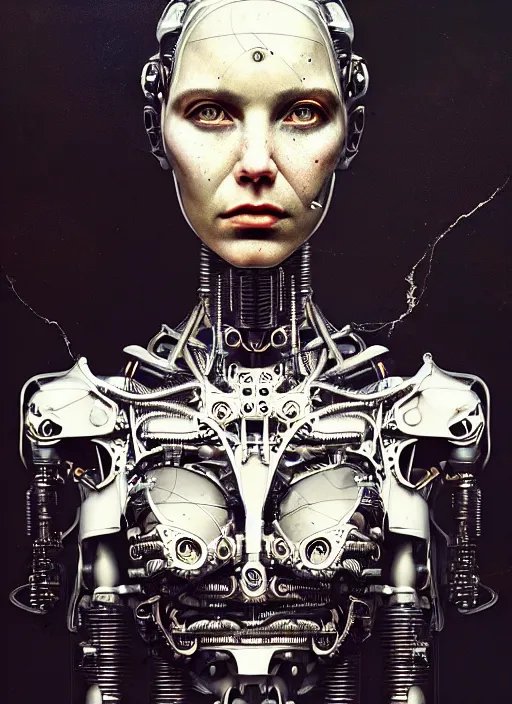 Prompt: a young beautiful female cyborg profile face, by h. r. giger, by ismail inceoglu, by kiki smith, glamor shot, vintage, closeup, f / 2. 8, low contrast, 1 6 k, rim lighting, cinematic lighting, insanely detailed and intricate, hypermaximalist, elegant, ornate, hyper realistic, super detailed