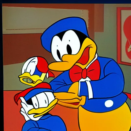 Image similar to donald duck, in style of carl barks