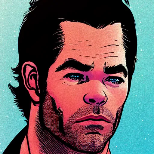 Image similar to chris pine retro minimalist portrait by jean giraud, moebius starwatcher comic, 8 k