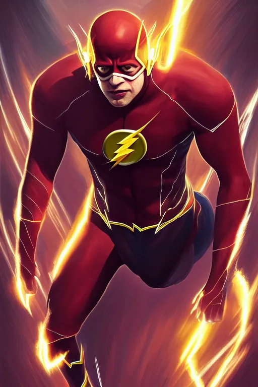 Image similar to Boris Johnson as Flash by Zack Snyder, realistic portrait, symmetrical, highly detailed, digital painting, artstation, concept art, smooth, sharp focus, illustration, cinematic lighting, art by artgerm and greg rutkowski and alphonse mucha